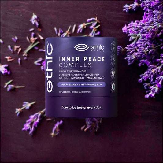 Ethic Herbs product sleep aid elderly. INNER PEACE | Deep Calm Complex Natural Sleep Aid Supplement with lavender lifestyle image